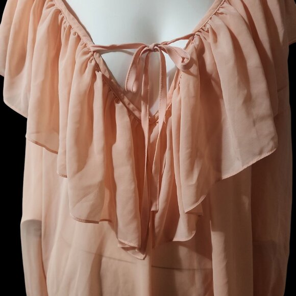 Vintage 1980's Victoria's Secret Gold Label Semi-Sheer Peachy-Pink Lingerie Top - Picture 4 of 4